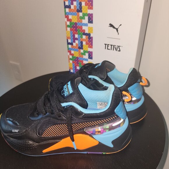 Size 7 Y (GS) PUMA x TETRIS RS-X Black-Luminous Blue - Picture 3 of 12